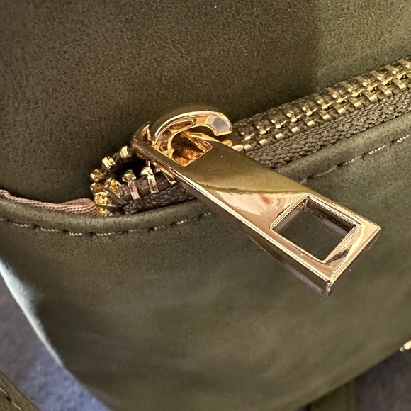 Nanette Lepore Crossbody Bag Purse Olive Green Faux Suede Adjustable Strap. - Picture 15 of 16